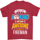 You're Looking at an Awesome Fireman Mens T-Shirt Cotton Gildan Red