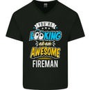 You're Looking at an Awesome Fireman Mens V-Neck Cotton T-Shirt Black
