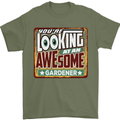You're Looking at an Awesome Gardener Mens T-Shirt Cotton Gildan Military Green