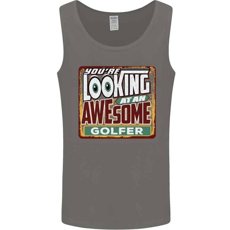You're Looking at an Awesome Golfer Mens Vest Tank Top Charcoal
