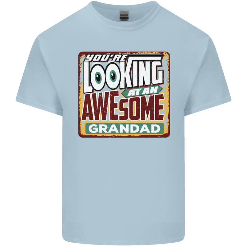 You're Looking at an Awesome Grandad Mens Cotton T-Shirt Tee Top Light Blue