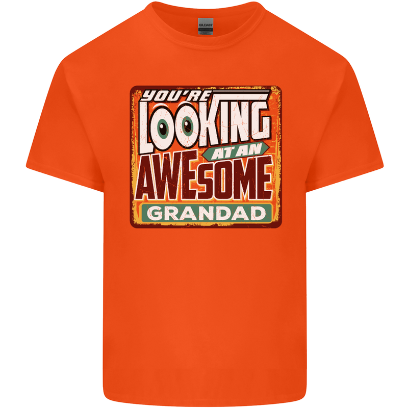 You're Looking at an Awesome Grandad Mens Cotton T-Shirt Tee Top Orange