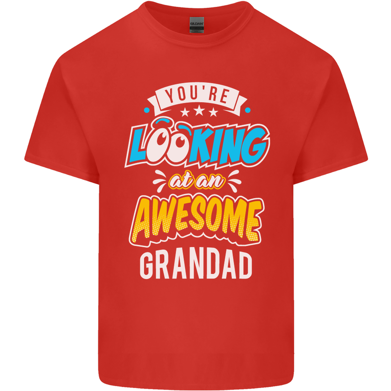 You're Looking at an Awesome Grandad Mens Cotton T-Shirt Tee Top Red