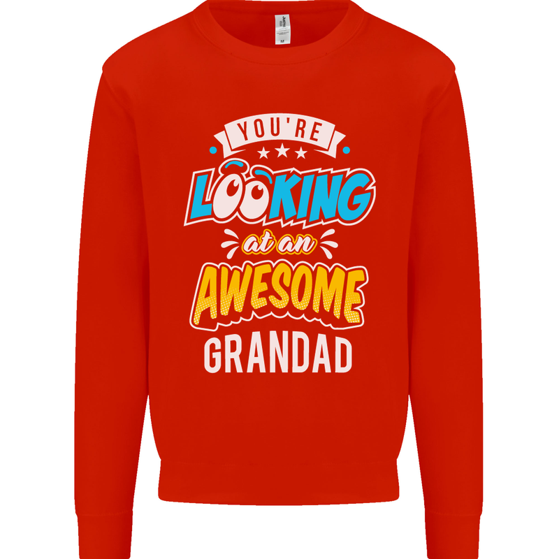 You're Looking at an Awesome Grandad Mens Sweatshirt Jumper Bright Red