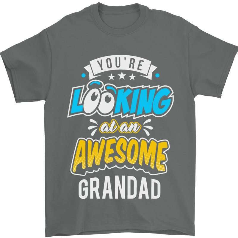 You're Looking at an Awesome Grandad Mens T-Shirt Cotton Gildan Charcoal