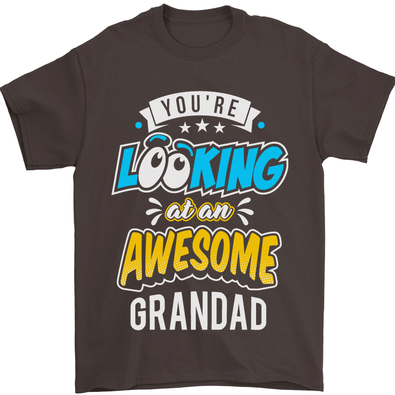 You're Looking at an Awesome Grandad Mens T-Shirt Cotton Gildan Dark Chocolate
