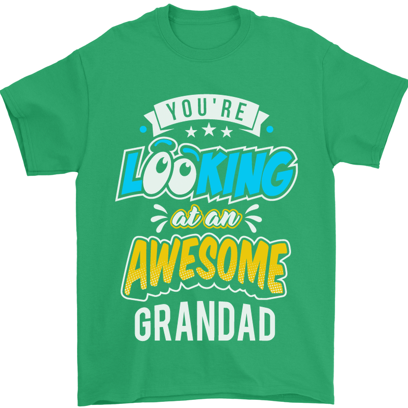You're Looking at an Awesome Grandad Mens T-Shirt Cotton Gildan Irish Green