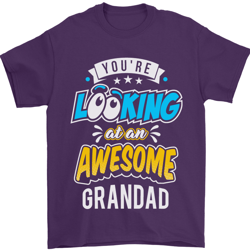 You're Looking at an Awesome Grandad Mens T-Shirt Cotton Gildan Purple