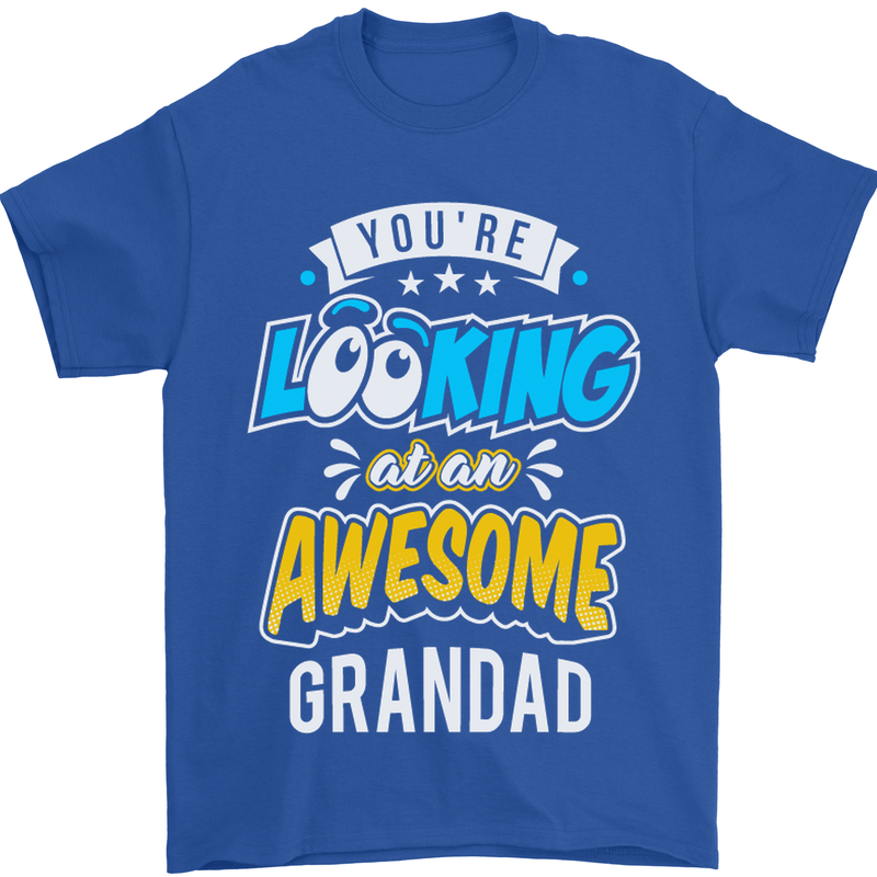 You're Looking at an Awesome Grandad Mens T-Shirt Cotton Gildan Royal Blue
