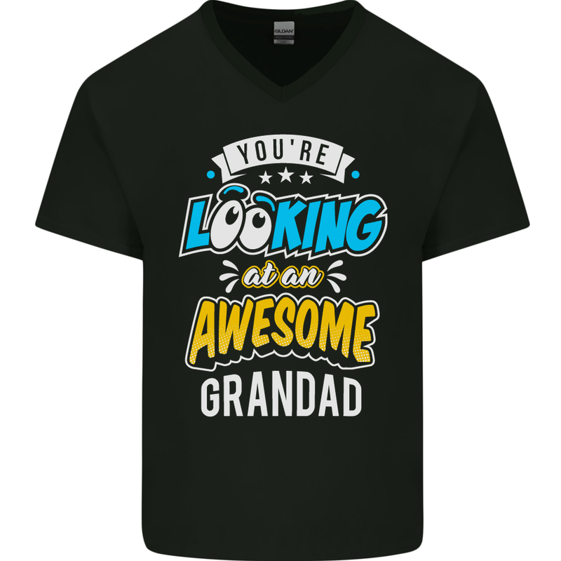 You're Looking at an Awesome Grandad Mens V-Neck Cotton T-Shirt Black