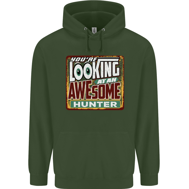 You're Looking at an Awesome Hunter Mens 80% Cotton Hoodie Forest Green