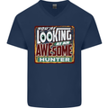 You're Looking at an Awesome Hunter Mens V-Neck Cotton T-Shirt Navy Blue