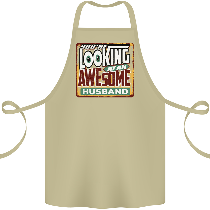 You're Looking at an Awesome Husband Cotton Apron 100% Organic Khaki