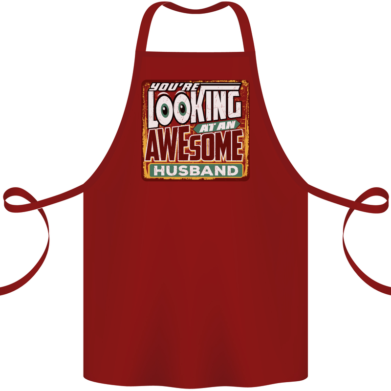 You're Looking at an Awesome Husband Cotton Apron 100% Organic Maroon