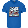 You're Looking at an Awesome Husband Mens V-Neck Cotton T-Shirt Royal Blue