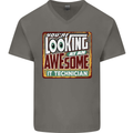 You're Looking at an Awesome IT Technician Mens V-Neck Cotton T-Shirt Charcoal