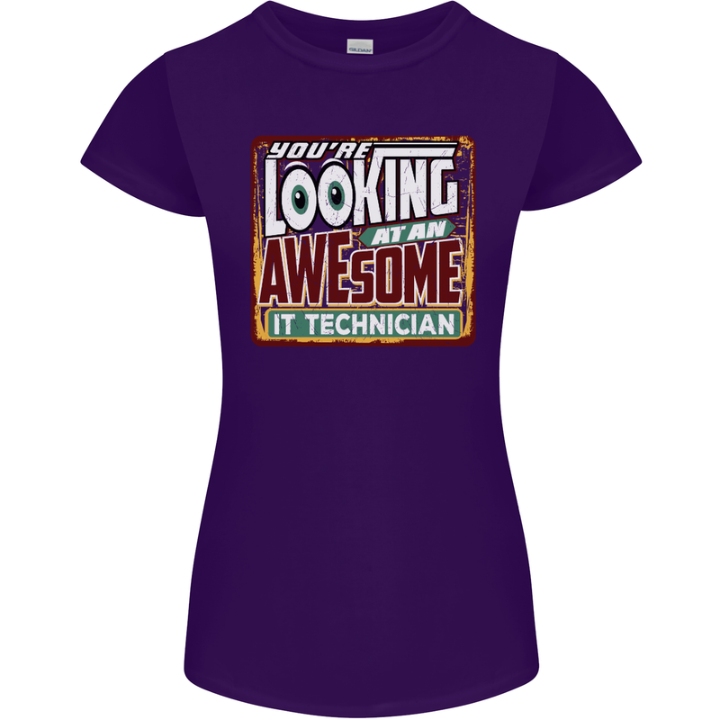 You're Looking at an Awesome IT Technician Womens Petite Cut T-Shirt Purple