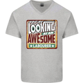 You're Looking at an Awesome Labourer Mens V-Neck Cotton T-Shirt Sports Grey