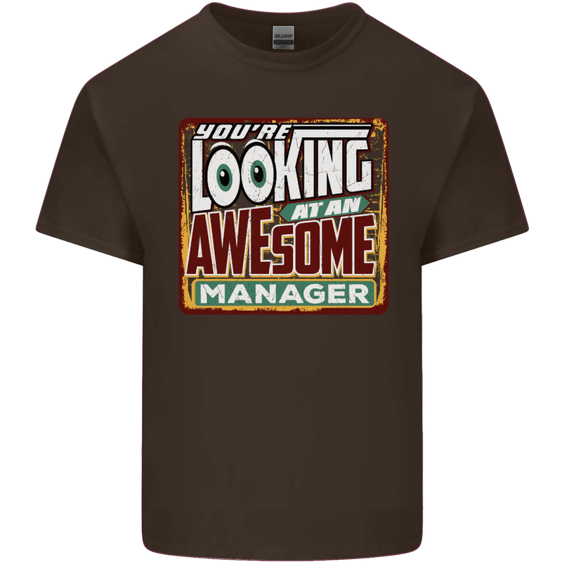 You're Looking at an Awesome Manager Mens Cotton T-Shirt Tee Top Dark Chocolate