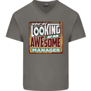 You're Looking at an Awesome Manager Mens V-Neck Cotton T-Shirt Charcoal