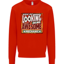 You're Looking at an Awesome Mechanic Mens Sweatshirt Jumper Bright Red