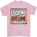 You're Looking at an Awesome Mechanic Mens T-Shirt Cotton Gildan Light Pink