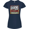 You're Looking at an Awesome Mechanic Womens Petite Cut T-Shirt Navy Blue