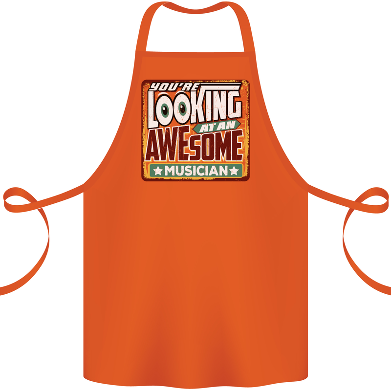 You're Looking at an Awesome Musician Cotton Apron 100% Organic Orange