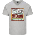 You're Looking at an Awesome Painter Mens V-Neck Cotton T-Shirt Sports Grey