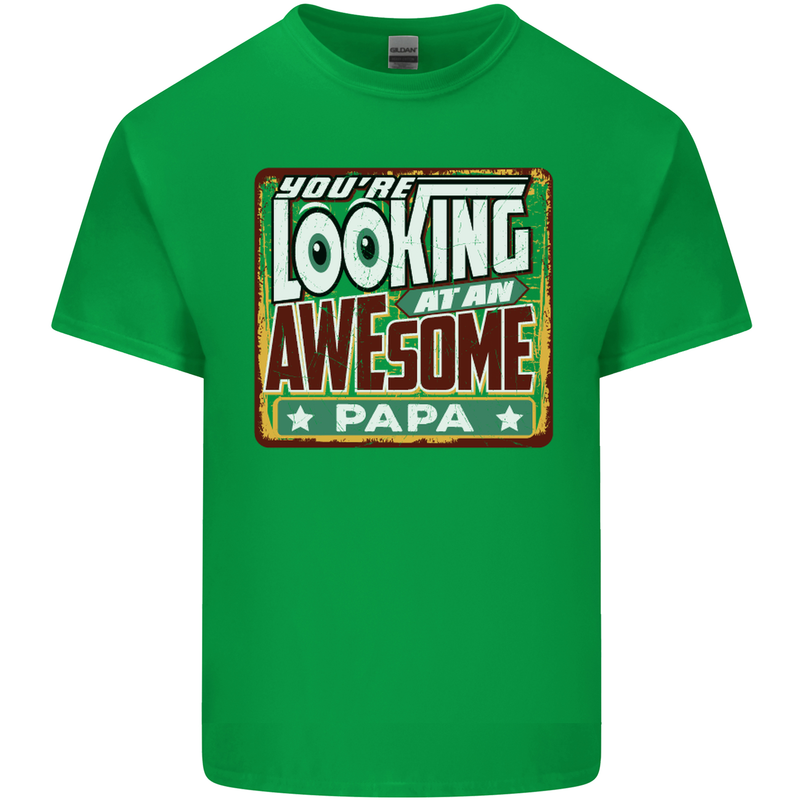 You're Looking at an Awesome Papa Mens Cotton T-Shirt Tee Top Irish Green