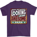 You're Looking at an Awesome Papa Mens T-Shirt Cotton Gildan Purple