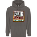 You're Looking at an Awesome Pilot Mens 80% Cotton Hoodie Charcoal