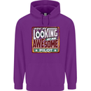 You're Looking at an Awesome Pilot Mens 80% Cotton Hoodie Purple