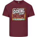 You're Looking at an Awesome Plasterer Mens Cotton T-Shirt Tee Top Maroon