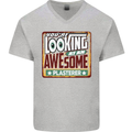 You're Looking at an Awesome Plasterer Mens V-Neck Cotton T-Shirt Sports Grey