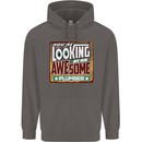 You're Looking at an Awesome Plumber Mens 80% Cotton Hoodie Charcoal