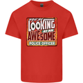 You're Looking at an Awesome Police Officer Mens Cotton T-Shirt Tee Top Red