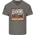 You're Looking at an Awesome Police Officer Mens V-Neck Cotton T-Shirt Charcoal