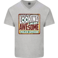 You're Looking at an Awesome Police Officer Mens V-Neck Cotton T-Shirt Sports Grey