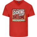 You're Looking at an Awesome Psychiatrist Mens V-Neck Cotton T-Shirt Red