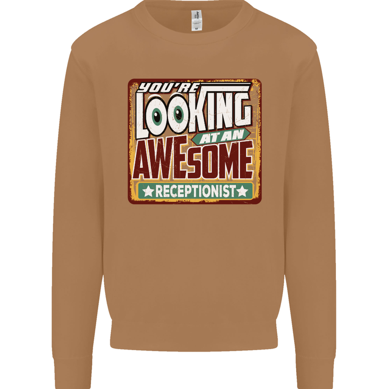 You're Looking at an Awesome Receptionist Mens Sweatshirt Jumper Caramel Latte