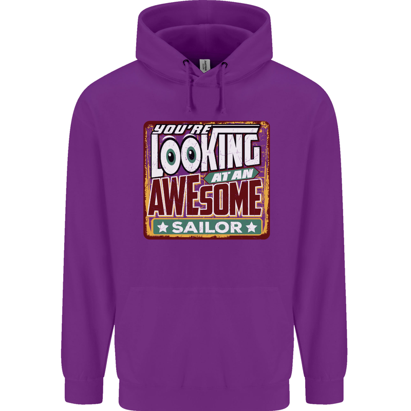 You're Looking at an Awesome Sailor Sailing Childrens Kids Hoodie Purple