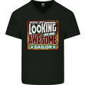 You're Looking at an Awesome Sailor Sailing Mens V-Neck Cotton T-Shirt Black