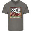 You're Looking at an Awesome Sailor Sailing Mens V-Neck Cotton T-Shirt Charcoal