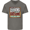 You're Looking at an Awesome Sales Rep Mens V-Neck Cotton T-Shirt Charcoal