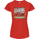 You're Looking at an Awesome Salesman Womens Petite Cut T-Shirt Red