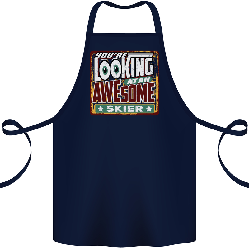 You're Looking at an Awesome Skier Cotton Apron 100% Organic Navy Blue