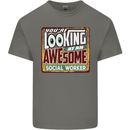 You're Looking at an Awesome Social Worker Mens Cotton T-Shirt Tee Top Charcoal