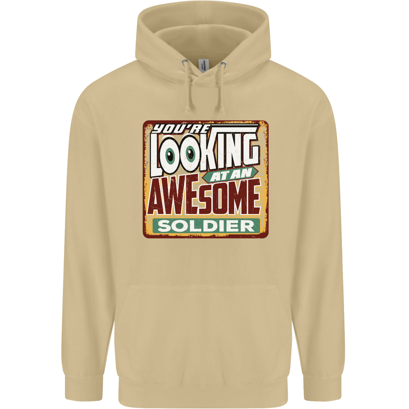 You're Looking at an Awesome Soldier Mens 80% Cotton Hoodie Sand