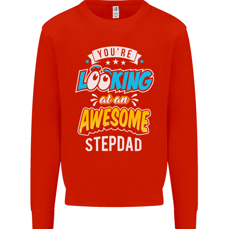 You're Looking at an Awesome Stepdad Mens Sweatshirt Jumper Bright Red